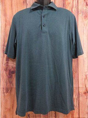 Jim Nantz By Vineyard Vines Mens Blue Striped Polo Medium Pima Cotton Blend